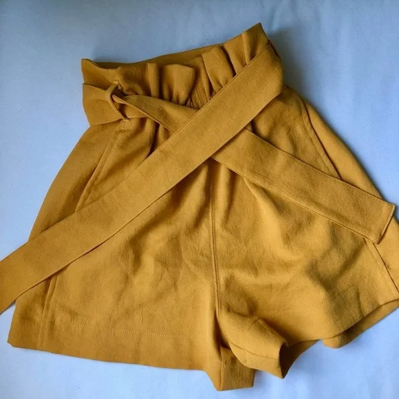 Aritzia High Waist Mustard Shorts - Picture 2 of 2